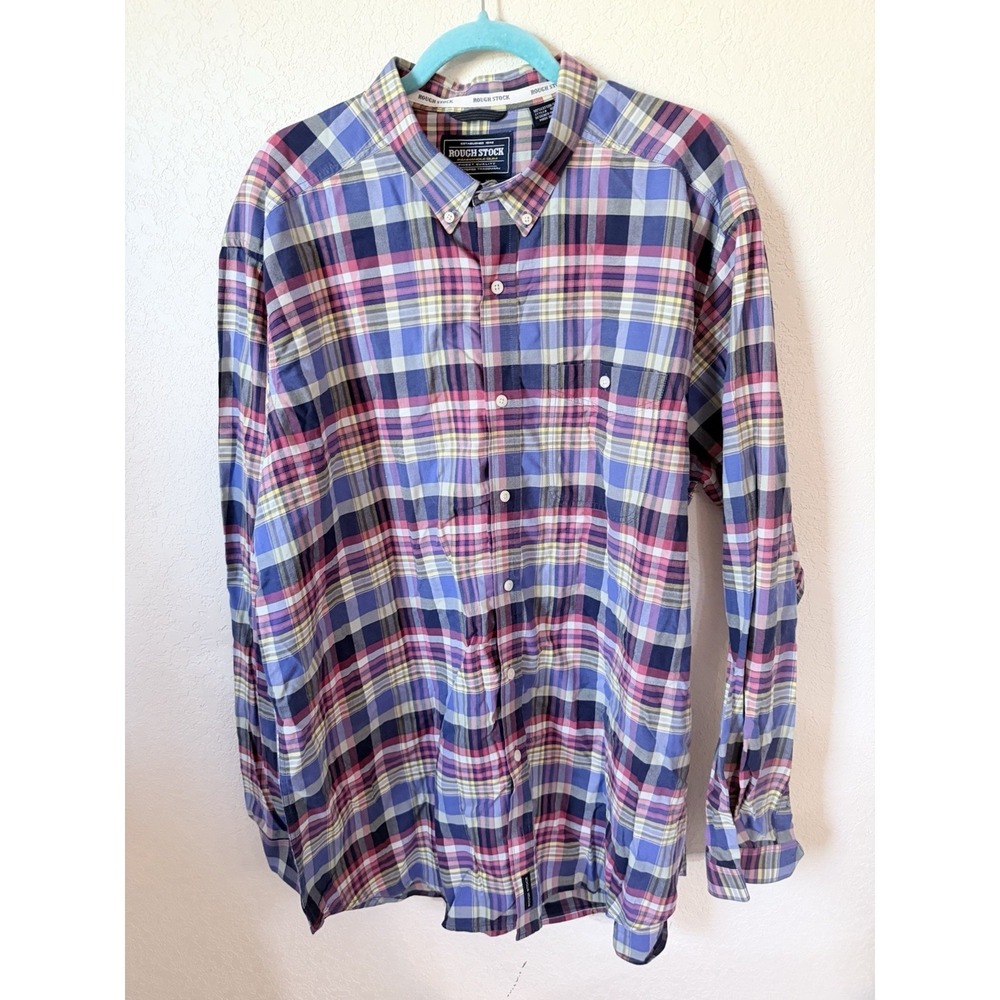 Rough Stock Panhandle Slim Shirt XXL Plaid Western Button Down Cotton